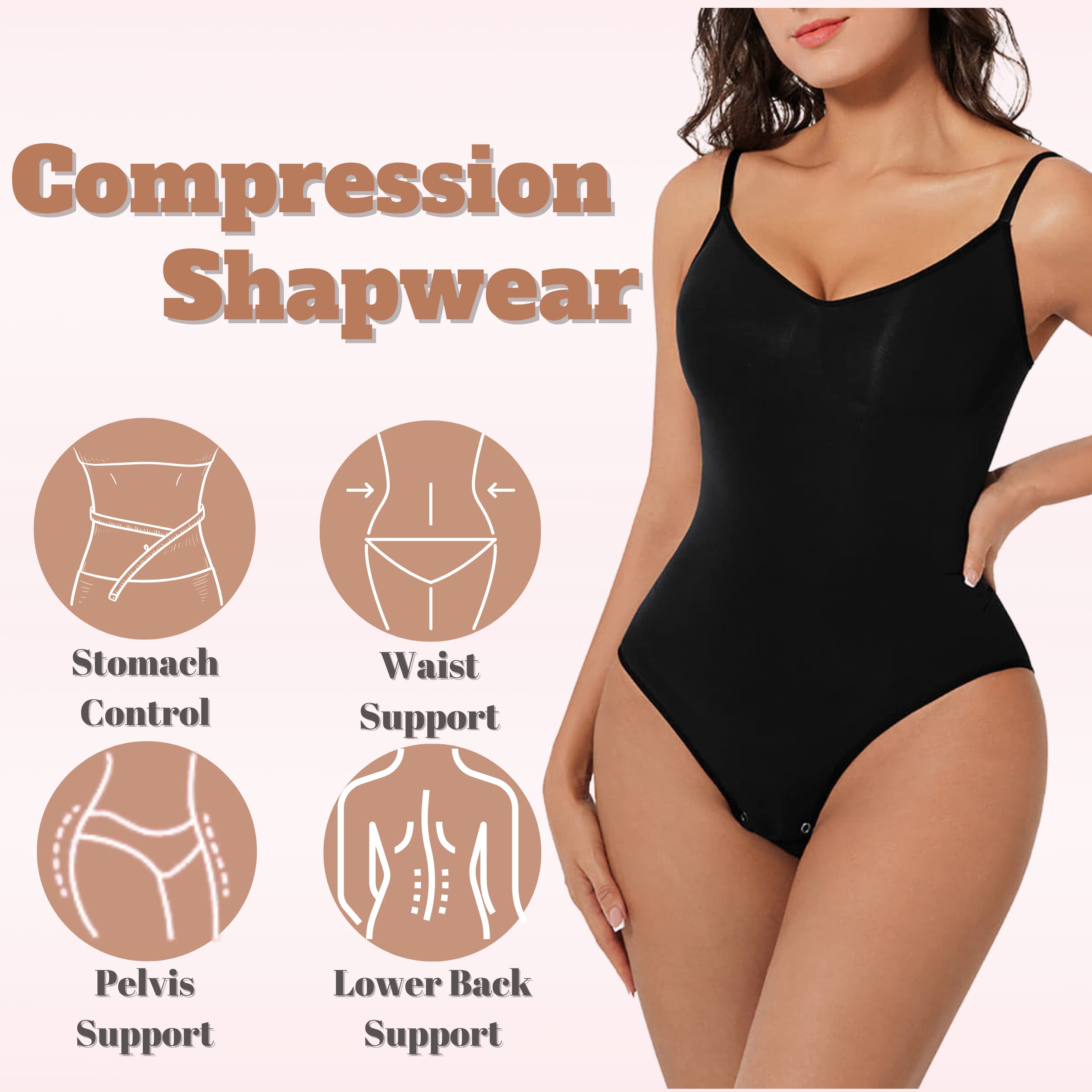 Seamless Bodyshaper Bodysuit for Women – Full Body Shapewear Body Sculpting Suits Sleeveless Round Neck