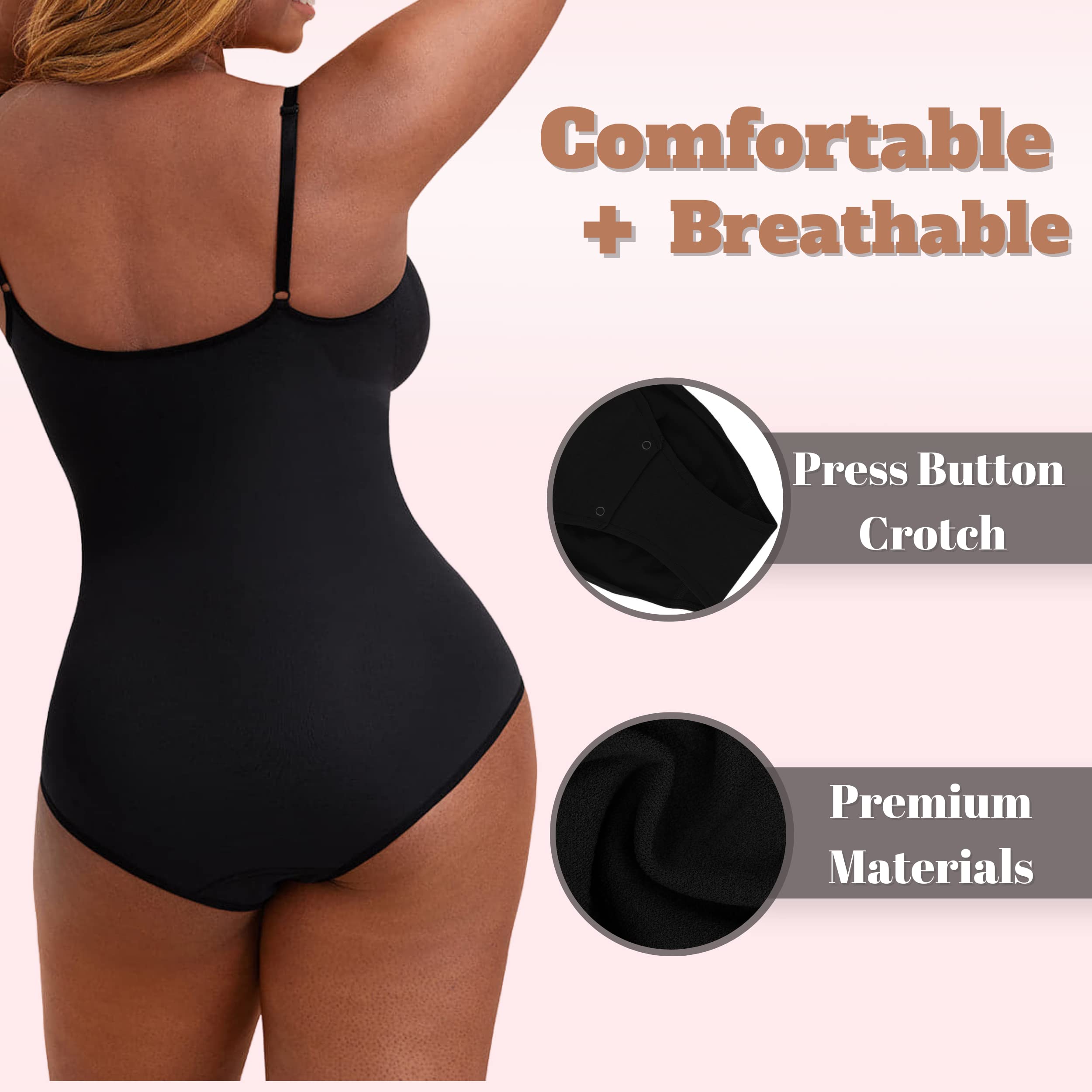 Soo Slick Seamless Bodyshaper Bodysuit for Women - Full Body Shapewear Body Sculpting Suits Sleeveless Round Neck