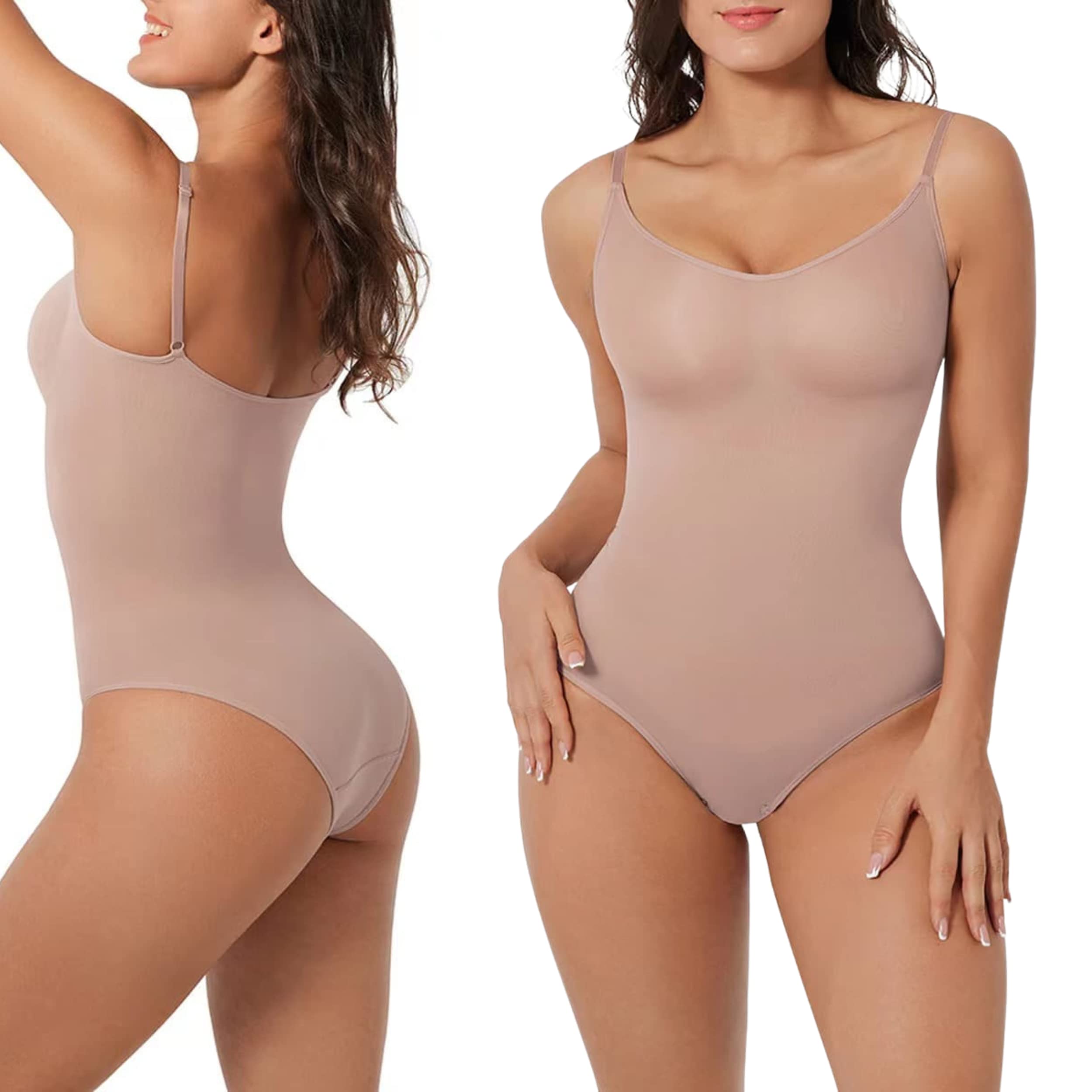 Soo Slick Seamless Bodyshaper Bodysuit for Women - Full Body Shapewear Body Sculpting Suits Sleeveless Round Neck