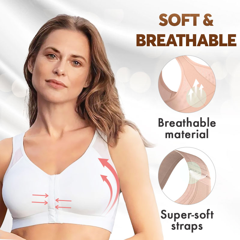 Seniorsbra - Women's 18-hour Front Closure Wireless Back Support Posture Full Coverage Bra