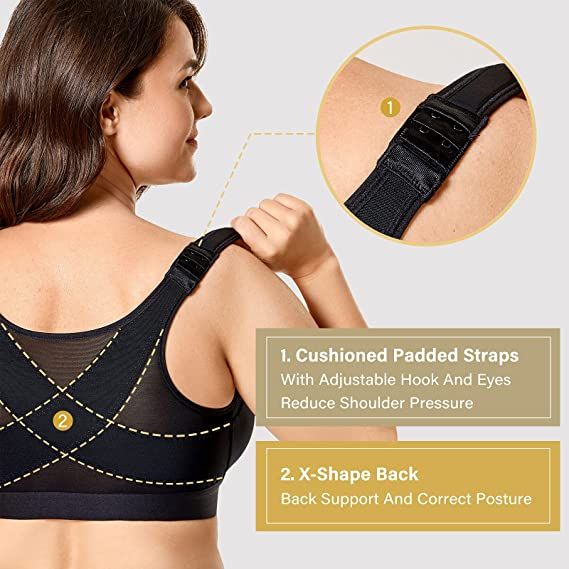 Seniorsbra - Women's 18-hour Front Closure Wireless Back Support Posture Full Coverage Bra