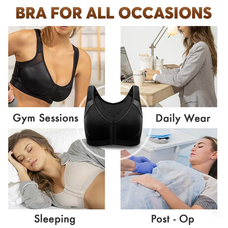 Seniorsbra - Women's 18-hour Front Closure Wireless Back Support Posture Full Coverage Bra