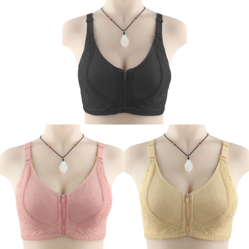 Womens zip front closure plus size bra