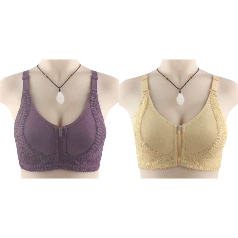 Womens zip front closure plus size bra