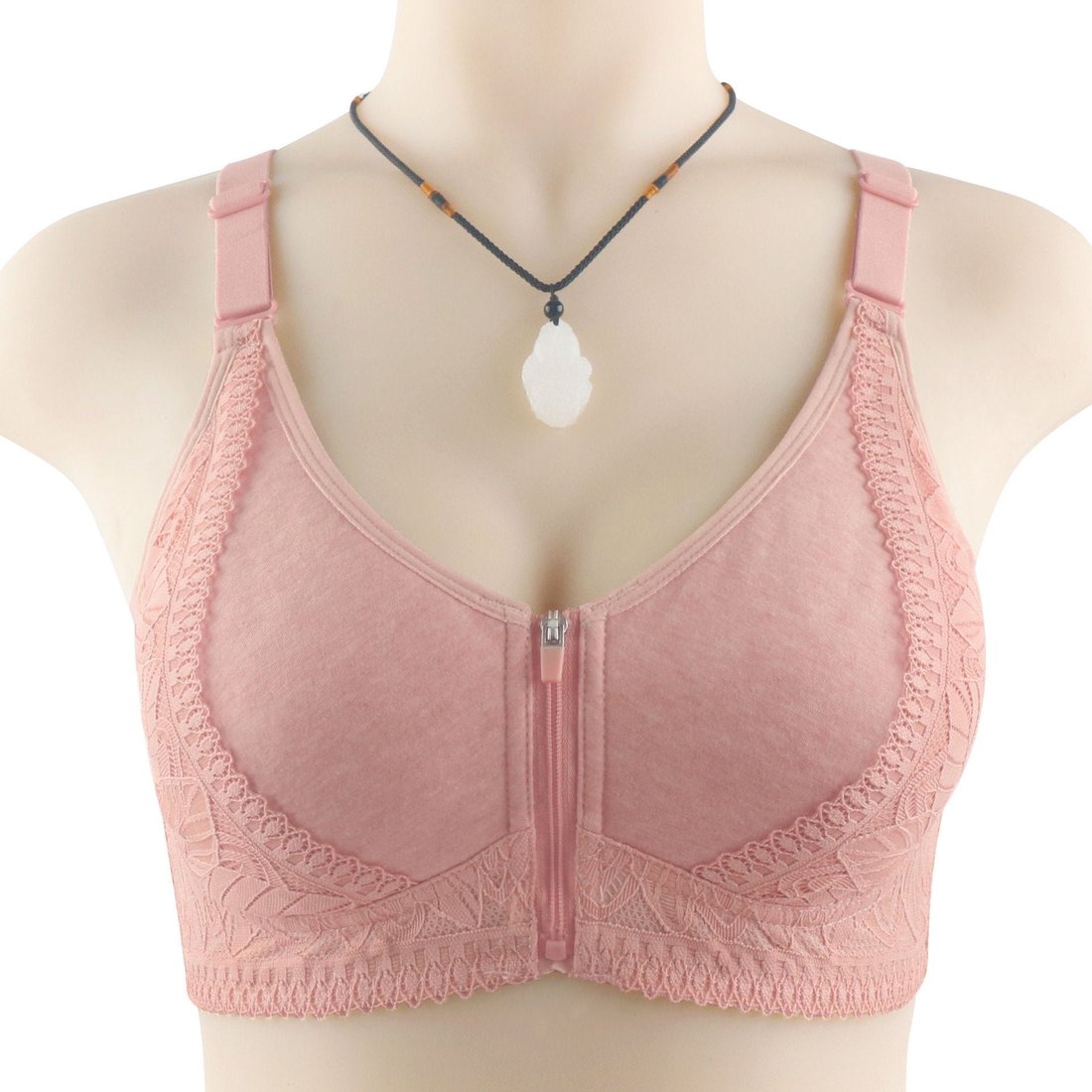 Womens zip front closure plus size bra