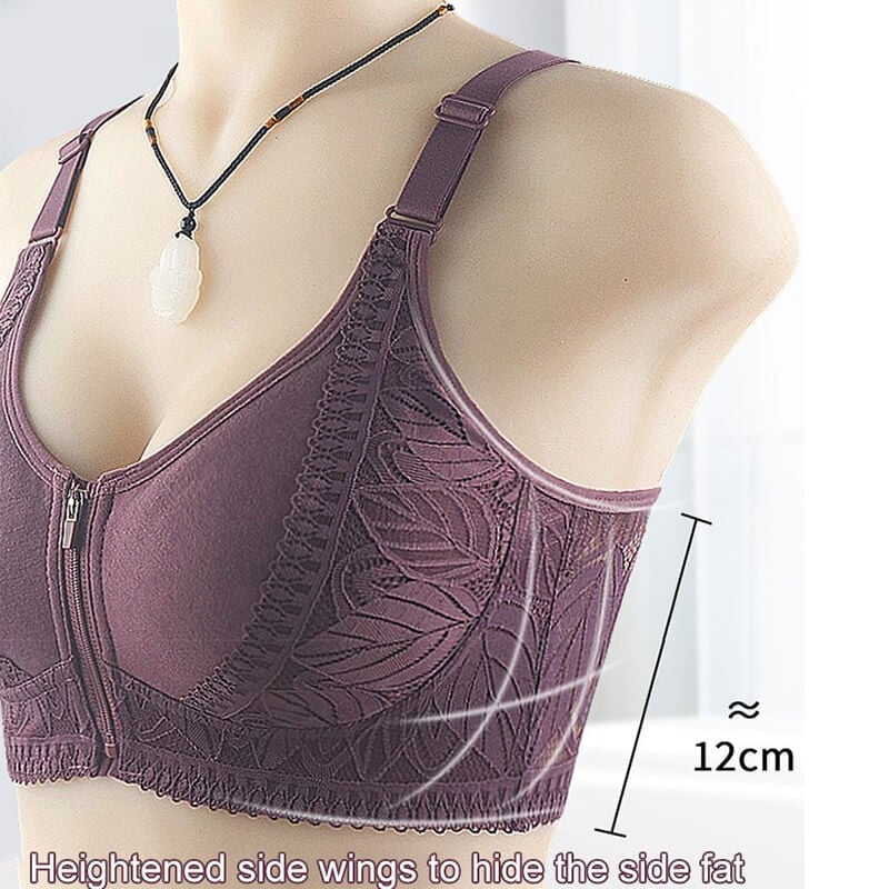 Womens zip front closure plus size bra