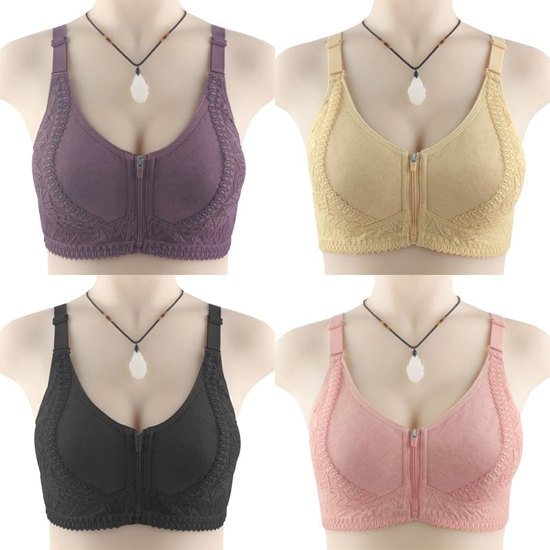 Womens zip front closure plus size bra