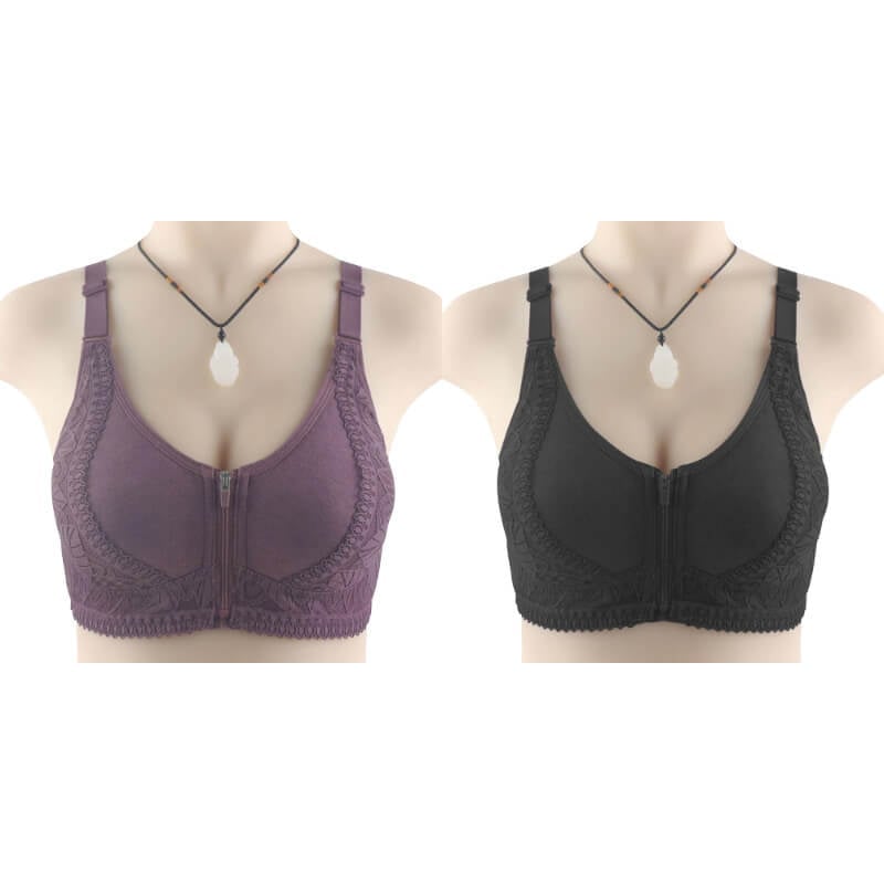 Womens zip front closure plus size bra