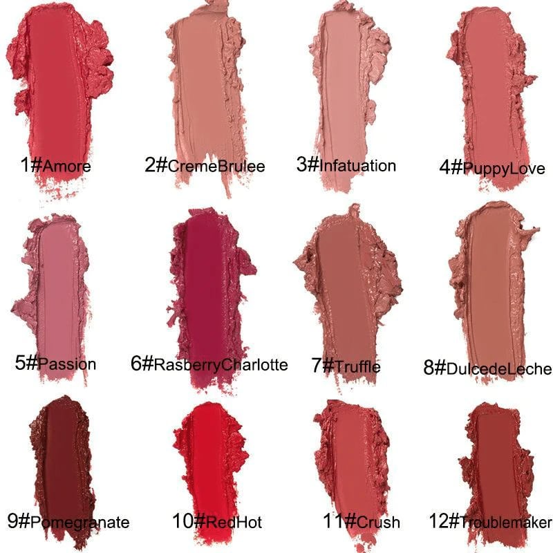 impcatiolen 12 Colors Cream Texture Lipstick Waterproof - 50% OFF TODAY