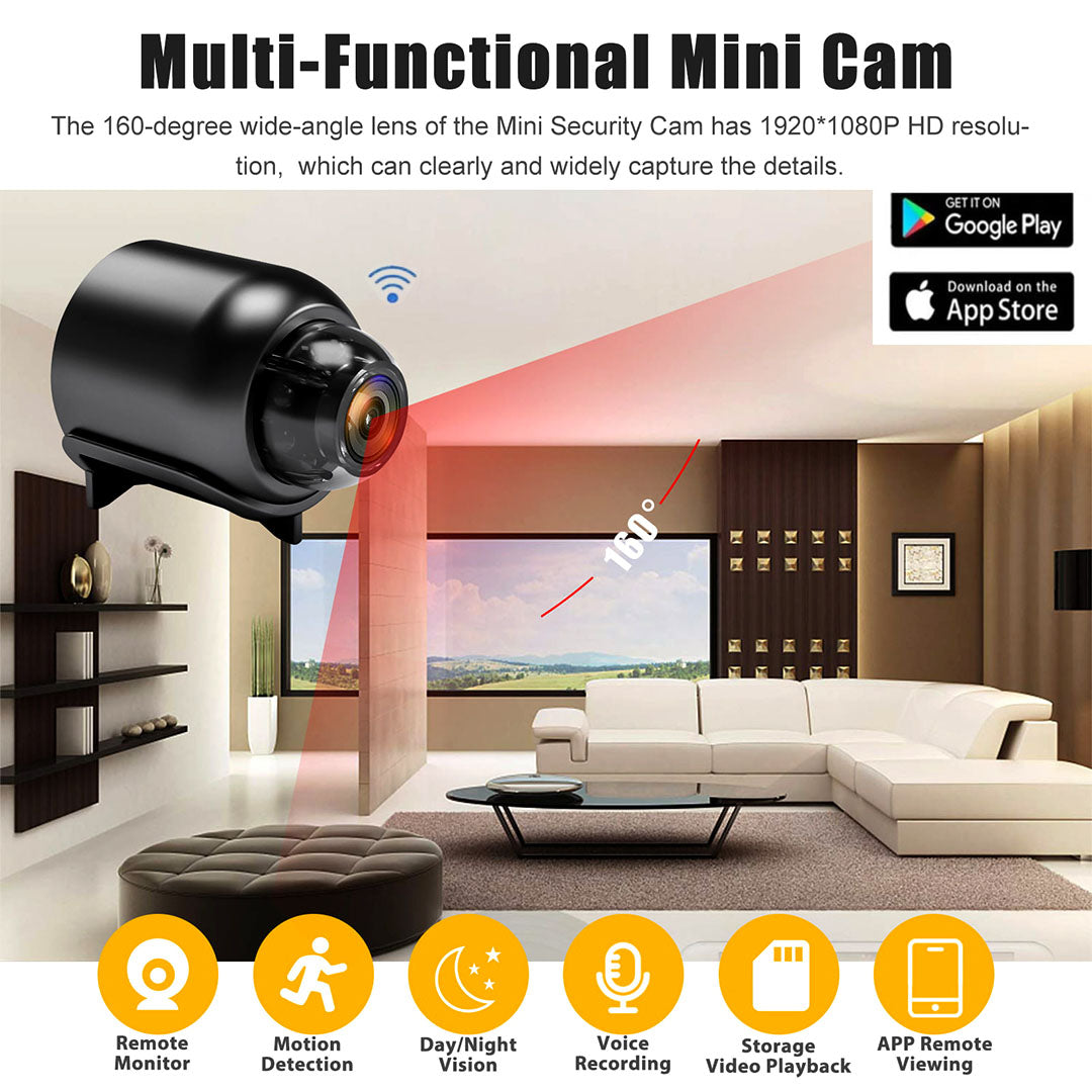 2023 Mini WIFI Camera 1080P HD - Night Vision Included