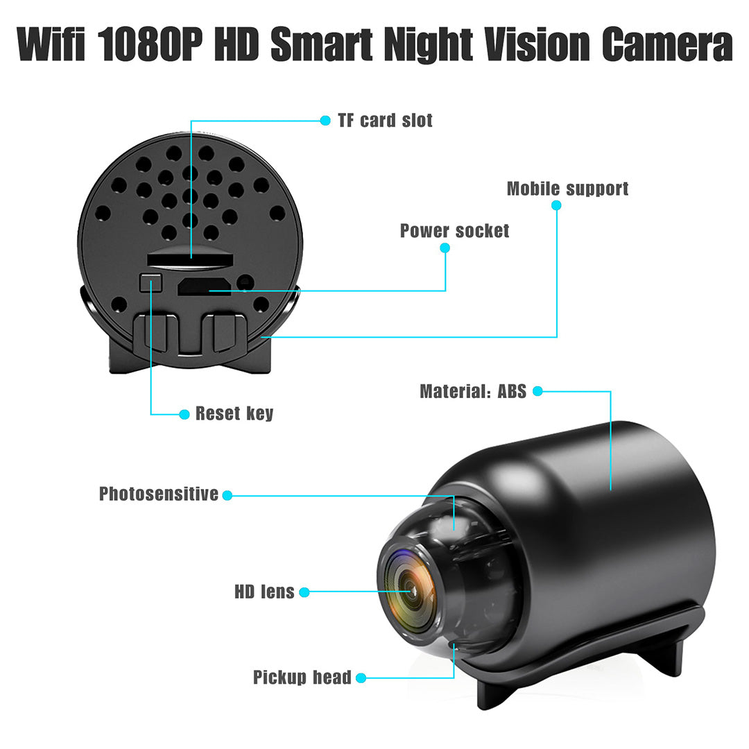 2023 Mini WIFI Camera 1080P HD - Night Vision Included