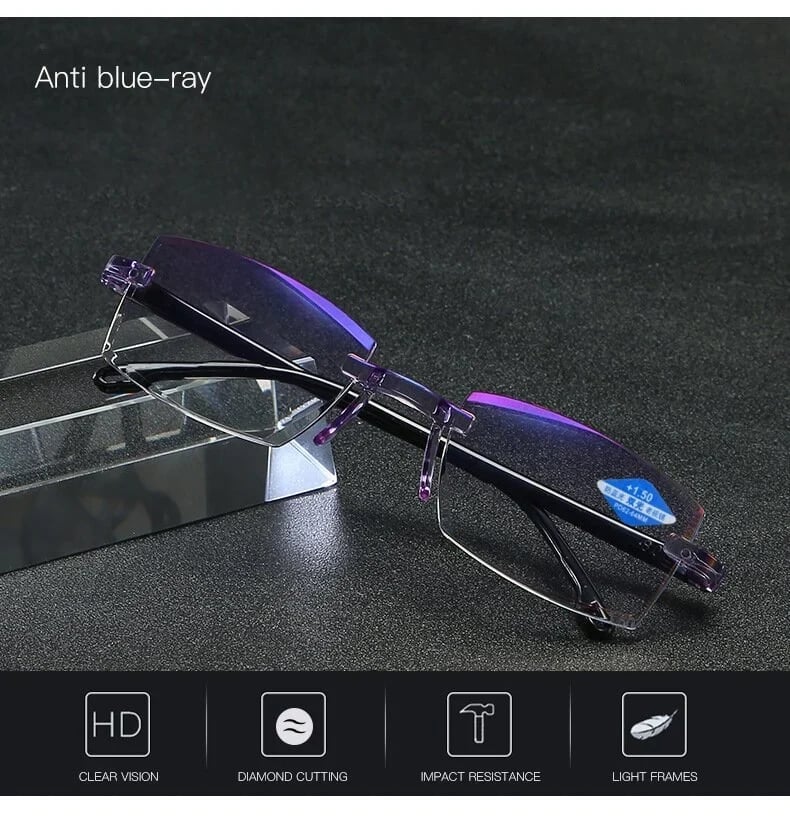 2023 New Sapphire high hardness anti-blue progressive Far And Near Dual-Use Reading Glasses