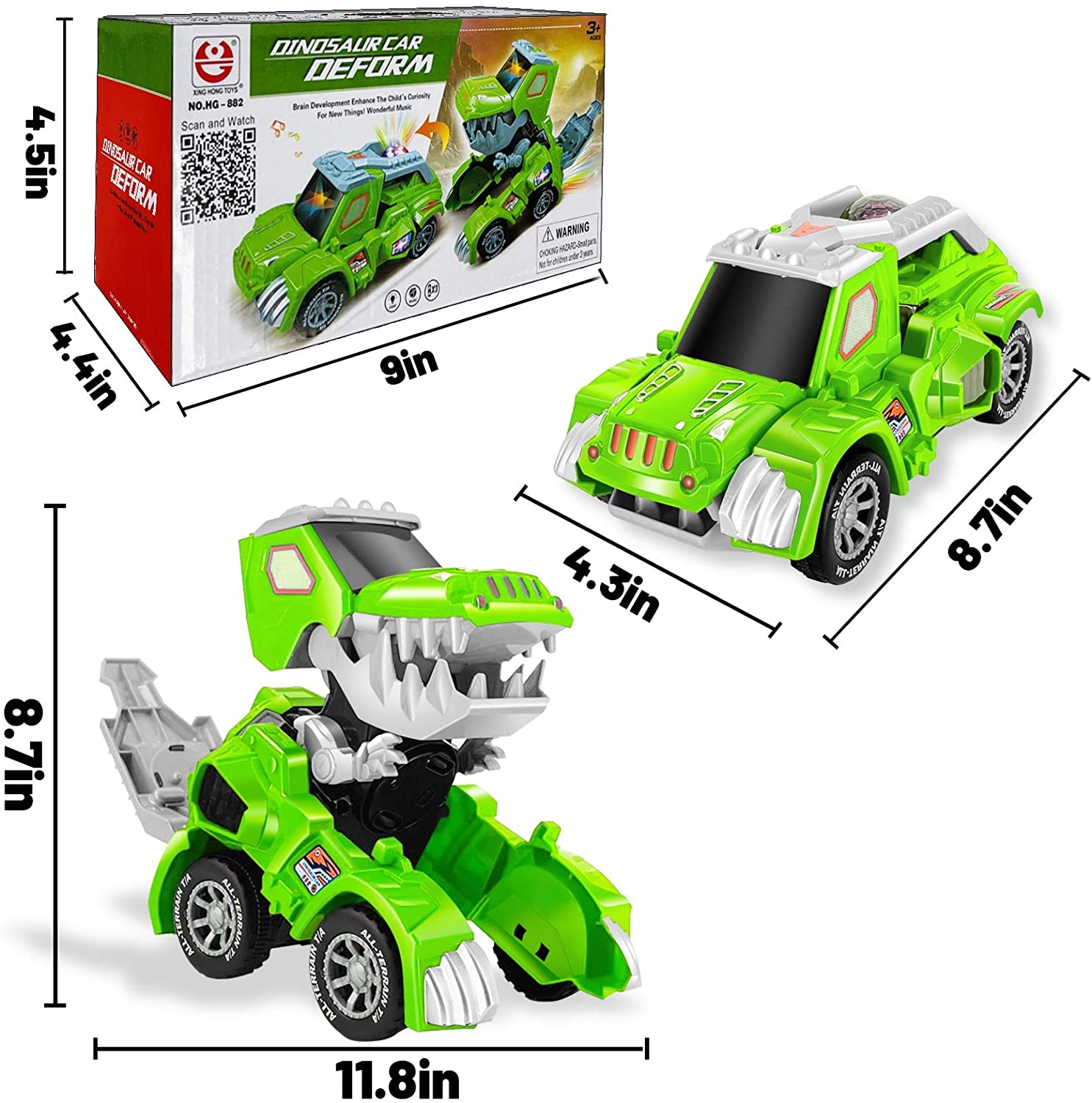 50% OFF - Transforming Dinosaur LED SUV Car