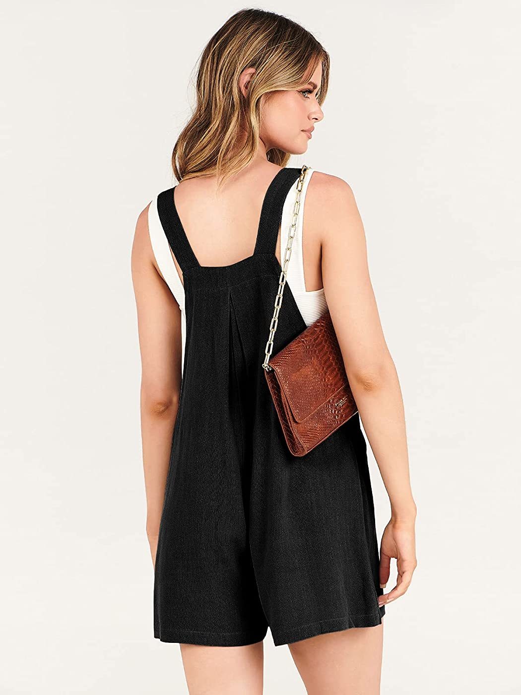 Adjustable Wide Leg Pocket Short Overalls Romp