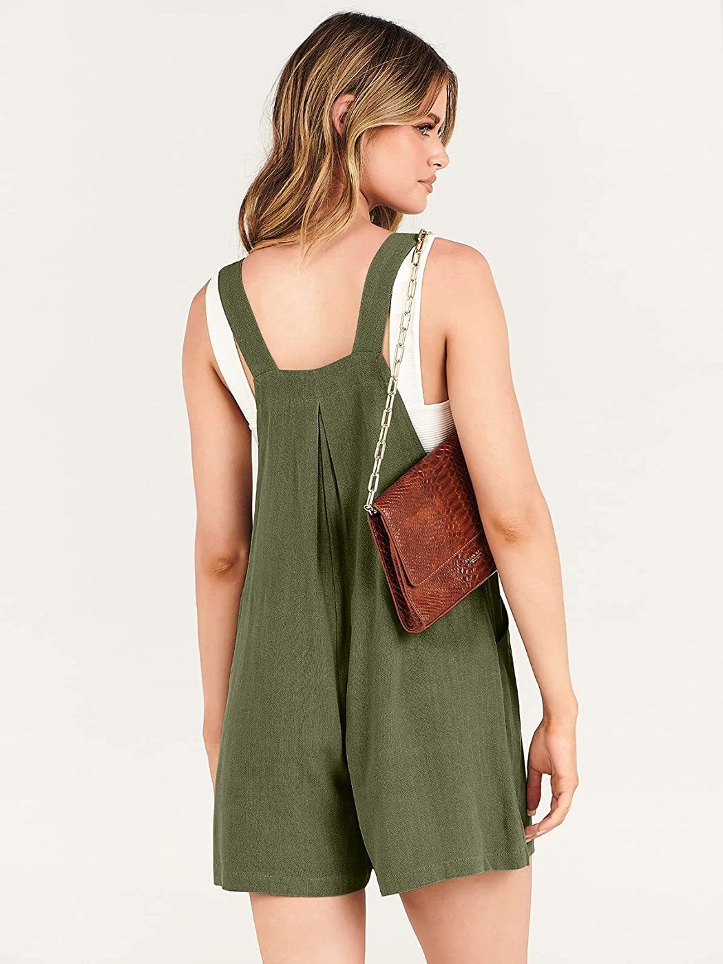 Adjustable Wide Leg Pocket Short Overalls Romp