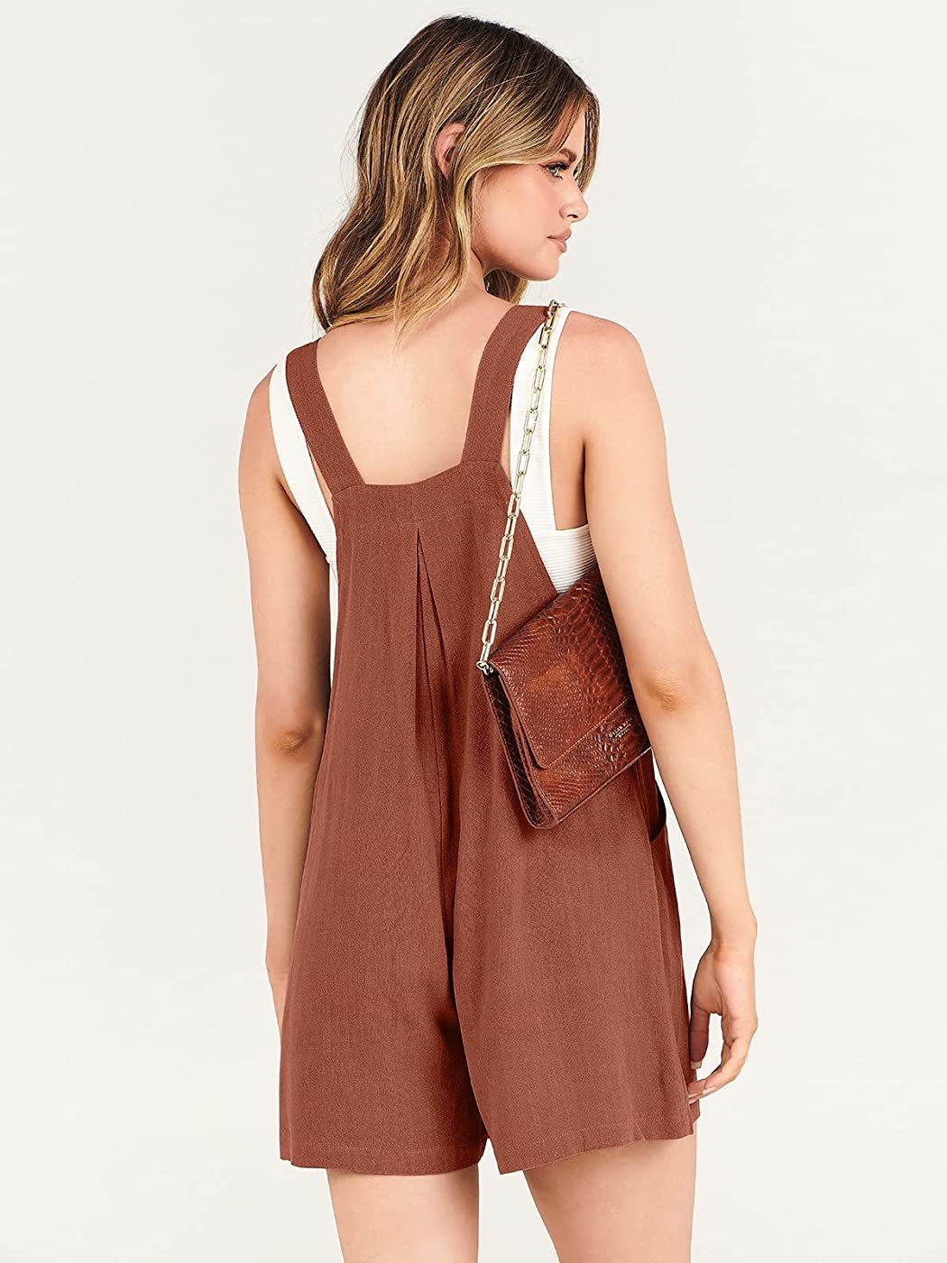 Adjustable Wide Leg Pocket Short Overalls Romp