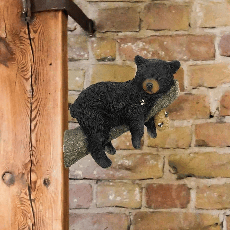 Black Bear Cub Napping Hanging Out in a Tree Figurine