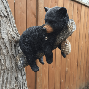 Black Bear Cub Napping Hanging Out in a Tree Figurine