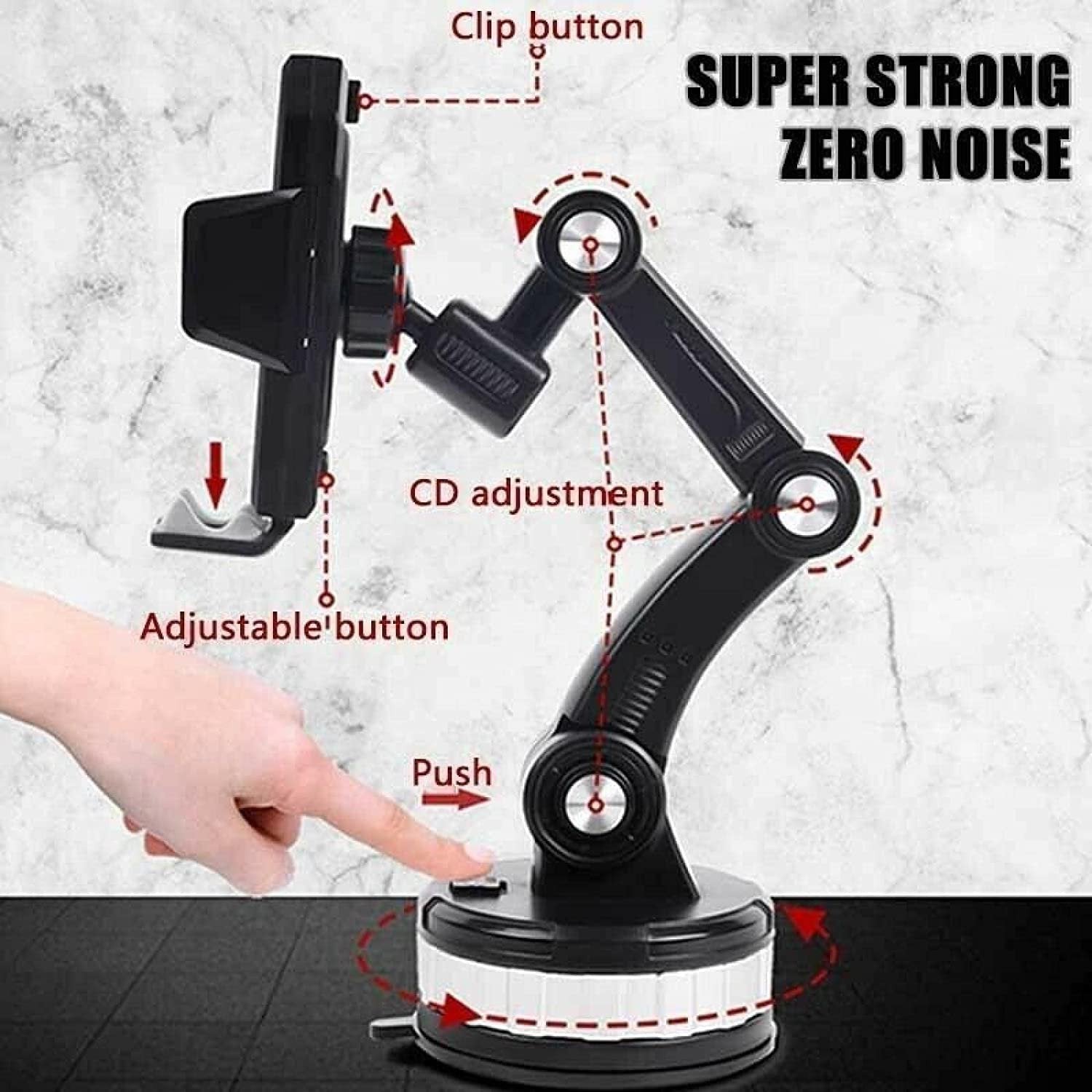 Car Phone Holder Universal 360Â° Rotating Car Phone Mount with Strong Suction Cup Adjustable Car Dashboard