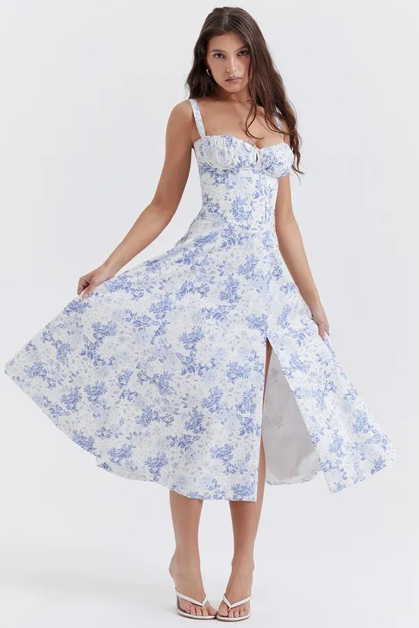 Carmen Print Bustier Sundress