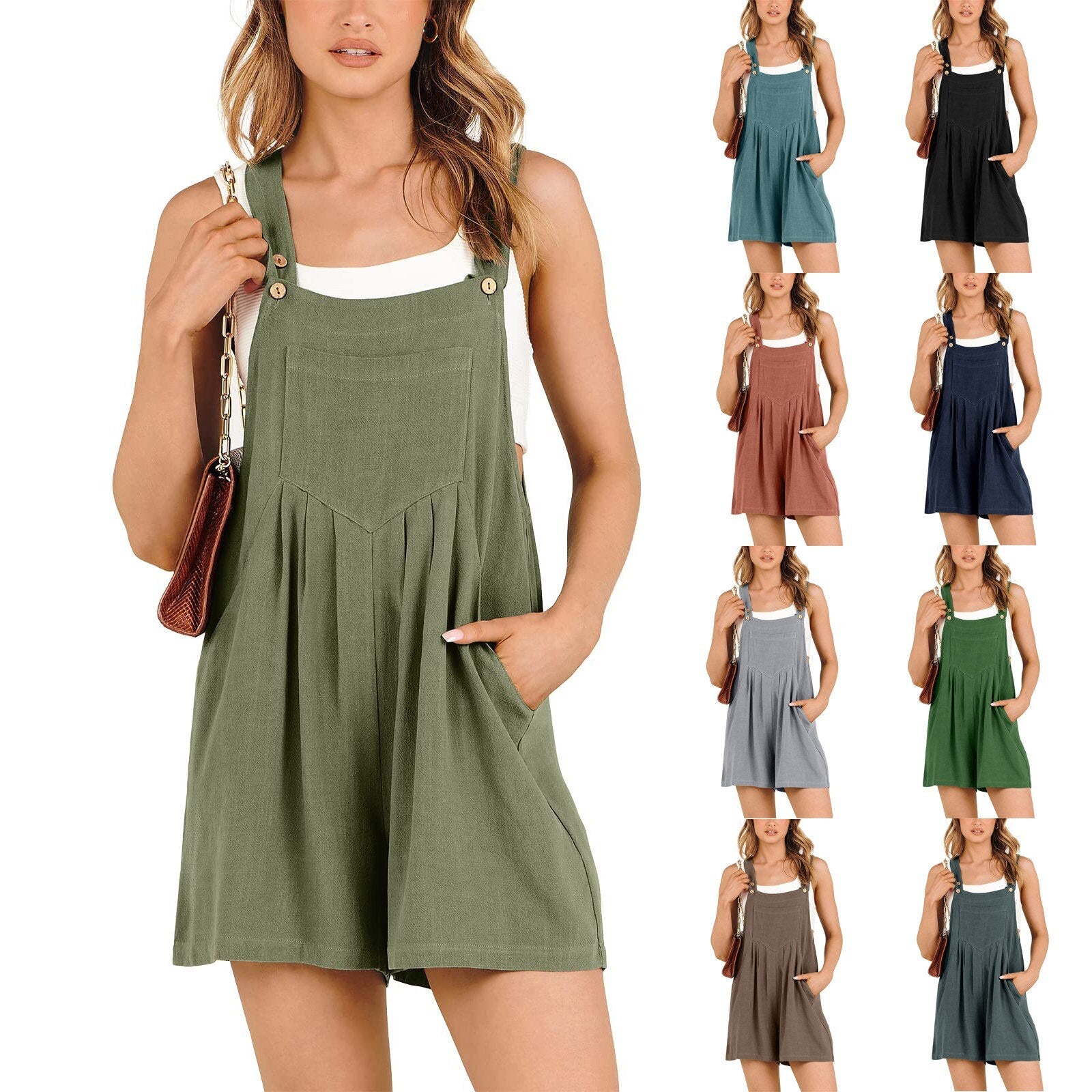 Casual Adjustable Strap Loose Bib Rompers