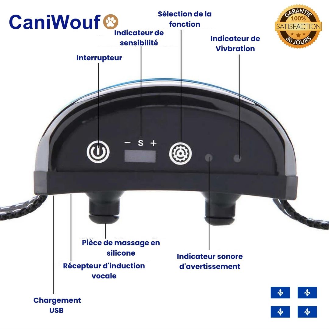 Caniwouf - Collier Anti-Aboiement Sans Douleur et Sans Danger