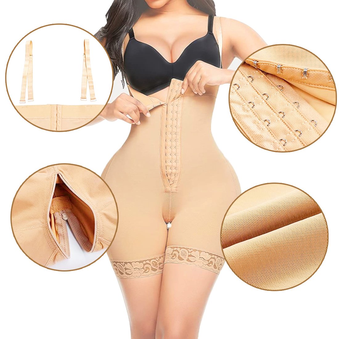 Compression Shapewear Open Bust Tummy Control With Zipper