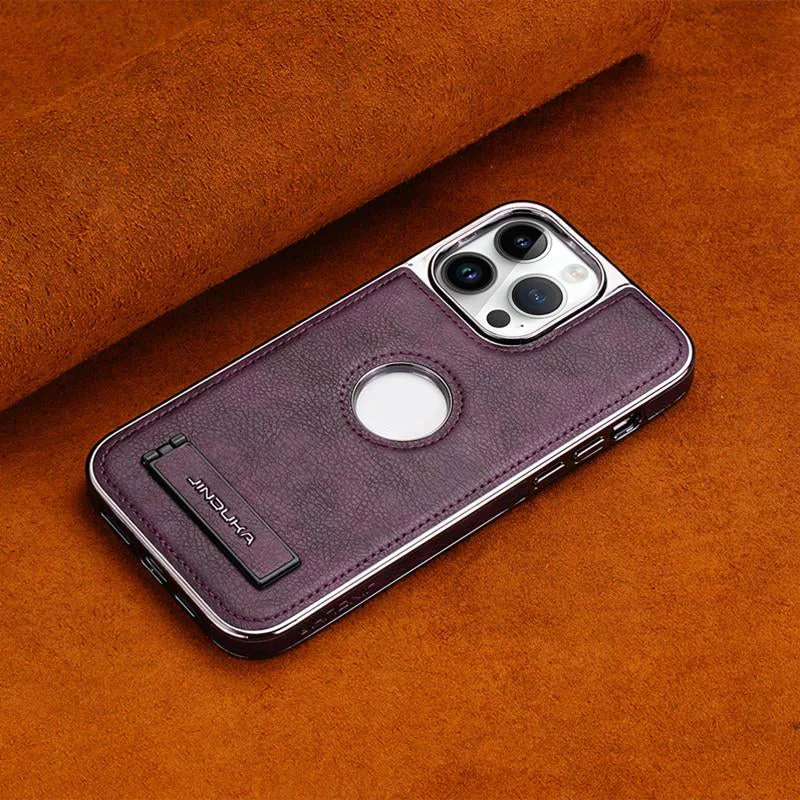 Creative Leather Invisible Stand Phone Case