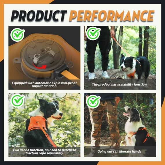 Dog Harness & Retractable Leash 2 in 1