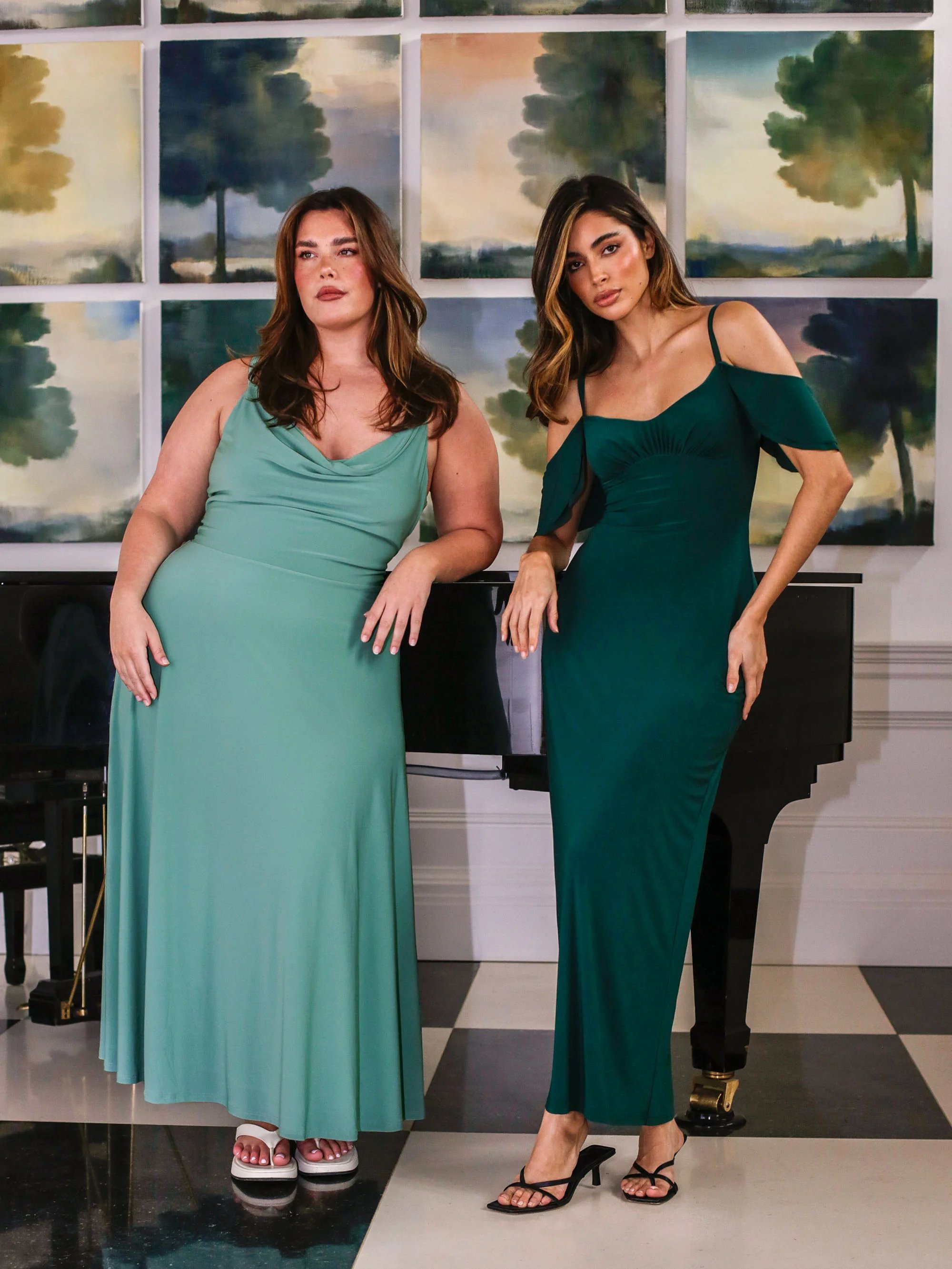 Drape Maxi Dress with Built-in Bra