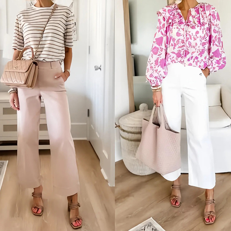 (EARLY MOTHER'S DAY SALE) STRETCH TWILL CROPPED WIDE LEG PANT