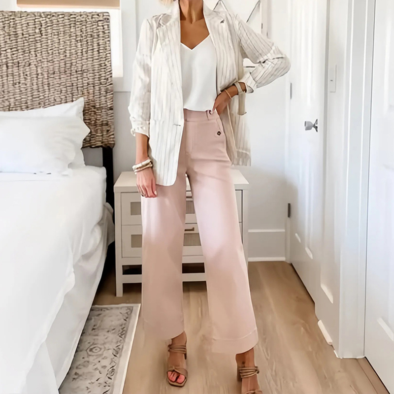 (EARLY MOTHER'S DAY SALE) STRETCH TWILL CROPPED WIDE LEG PANT