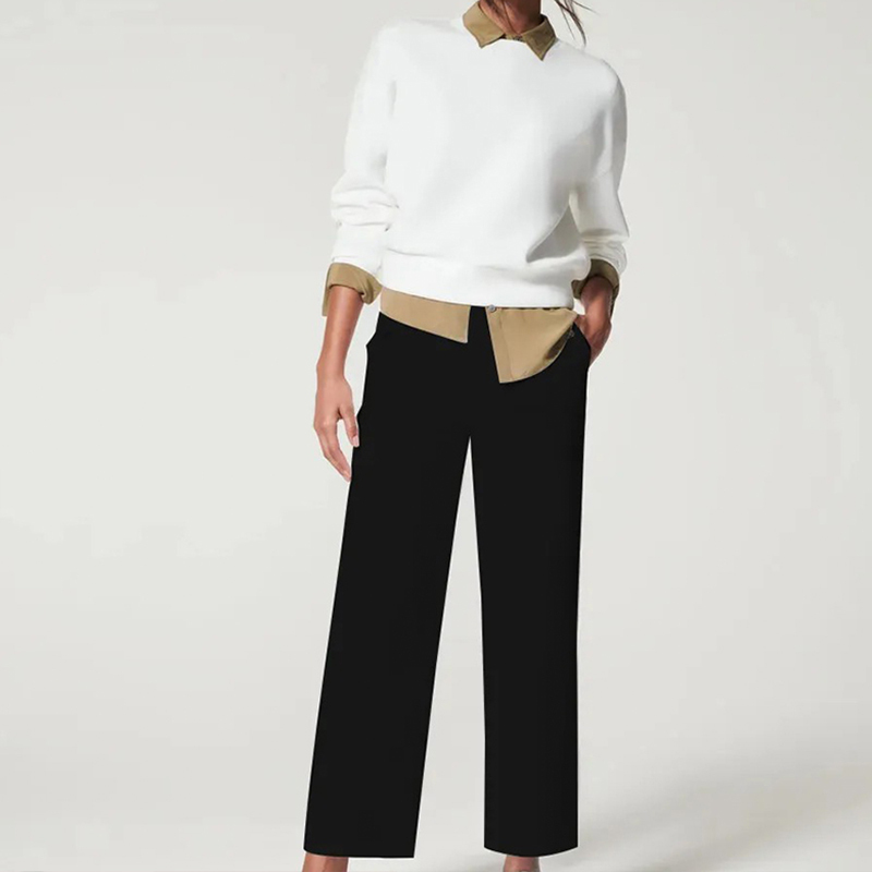 (EARLY MOTHER'S DAY SALE) STRETCH TWILL CROPPED WIDE LEG PANT