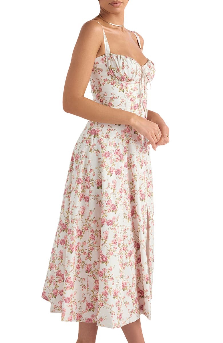 leivere - Floral Bustier Midriff Waist Shaper Dress