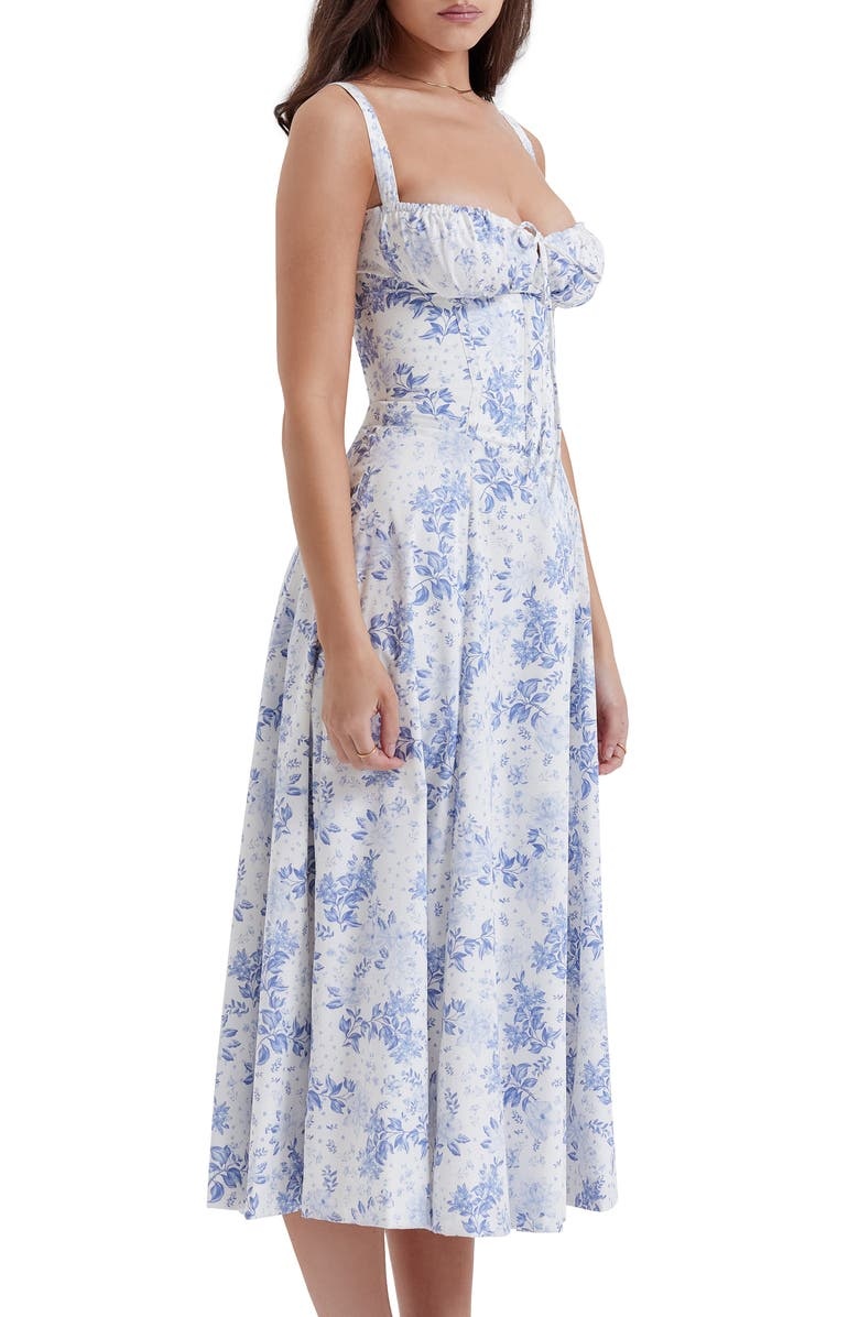 leivere - Floral Bustier Midriff Waist Shaper Dress