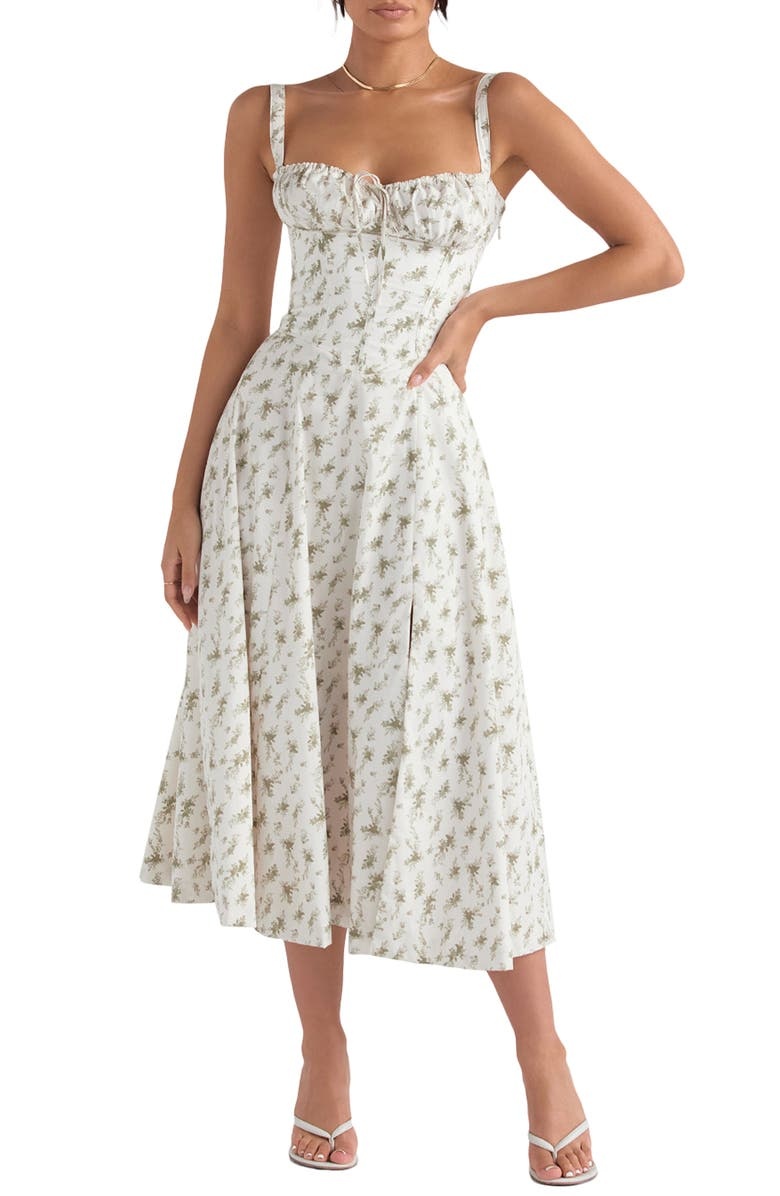 leivere - Floral Bustier Midriff Waist Shaper Dress