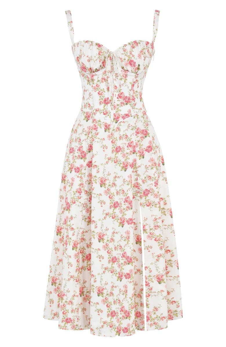 leivere - Floral Bustier Midriff Waist Shaper Dress