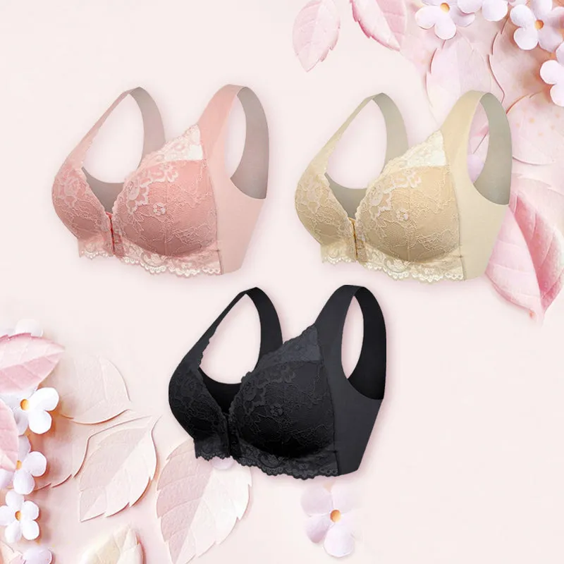 FRONT CLOSURE 5D SHAPING PUSH UP COMFY WIRELESS BRA(3 PCS)