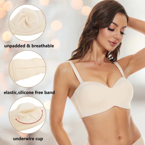 Full Support Non-Slip Convertible Bandeau Bra