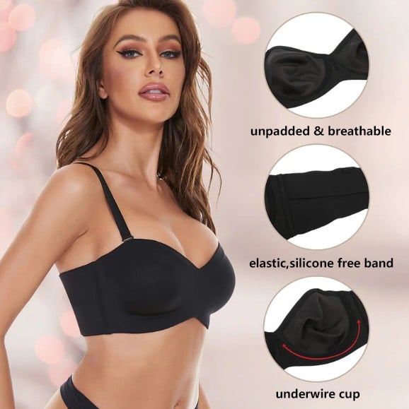 Full Support Non-Slip Convertible Bandeau Bra