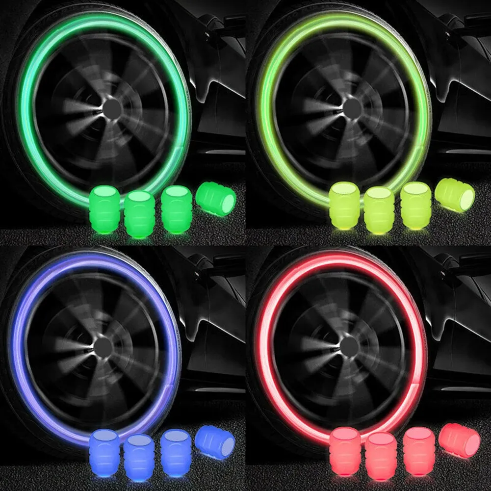 Glow In The Dark Valve Caps (Universal Fits Any Car)