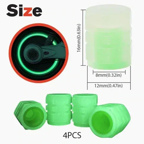 Glow In The Dark Valve Caps (Universal Fits Any Car)