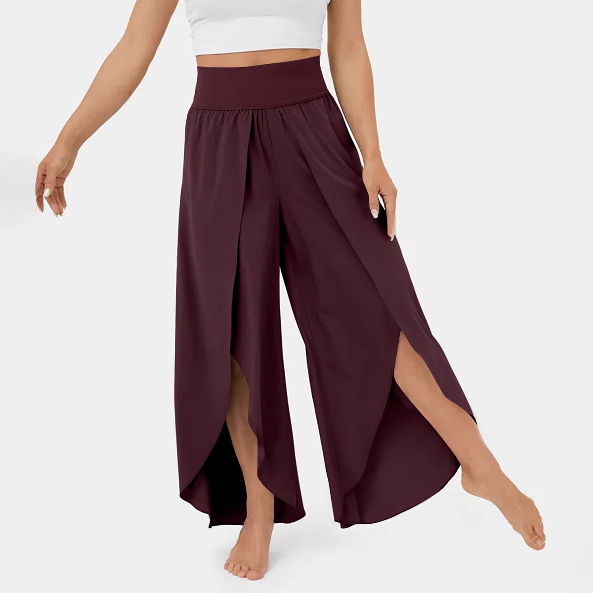 High Waisted Split Wide Leg Quick Dry Casual Pants