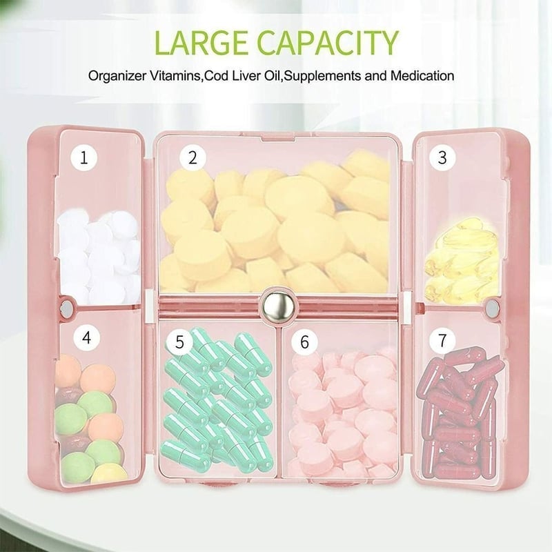 Hot Sale - 7 Compartments Portable Pill Case