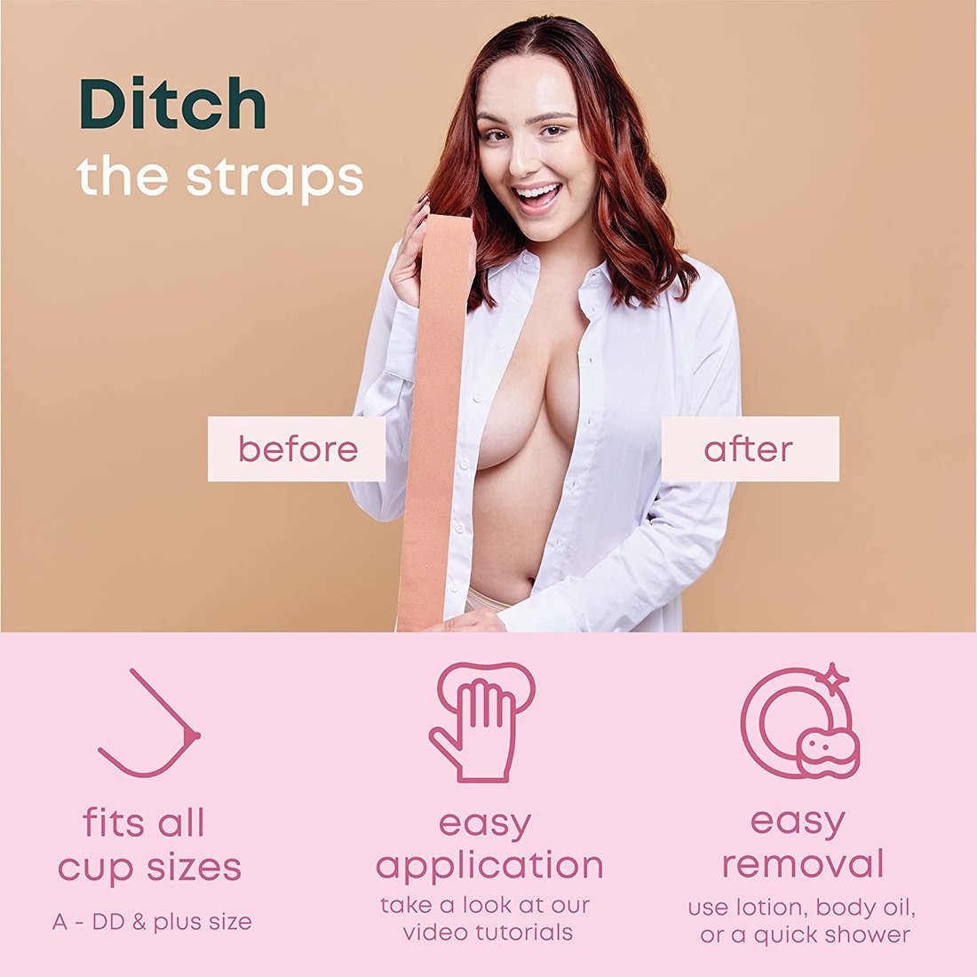 Invisible Bra Women Breast Lift Nipple Cover Tape + FREE 10 NIPPLE PATCHES