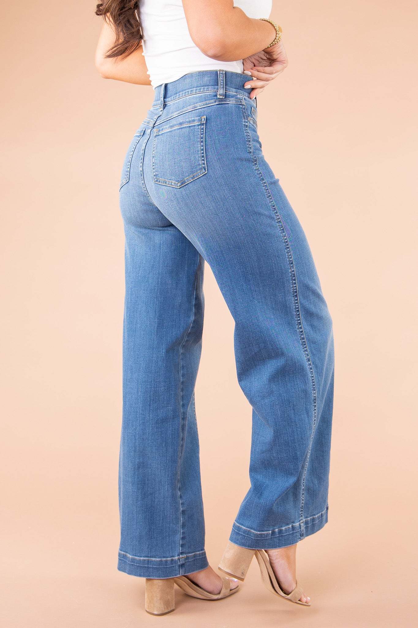 LAST DAY 49% OFF - SEAMED FRONT WIDE LEG JEANS