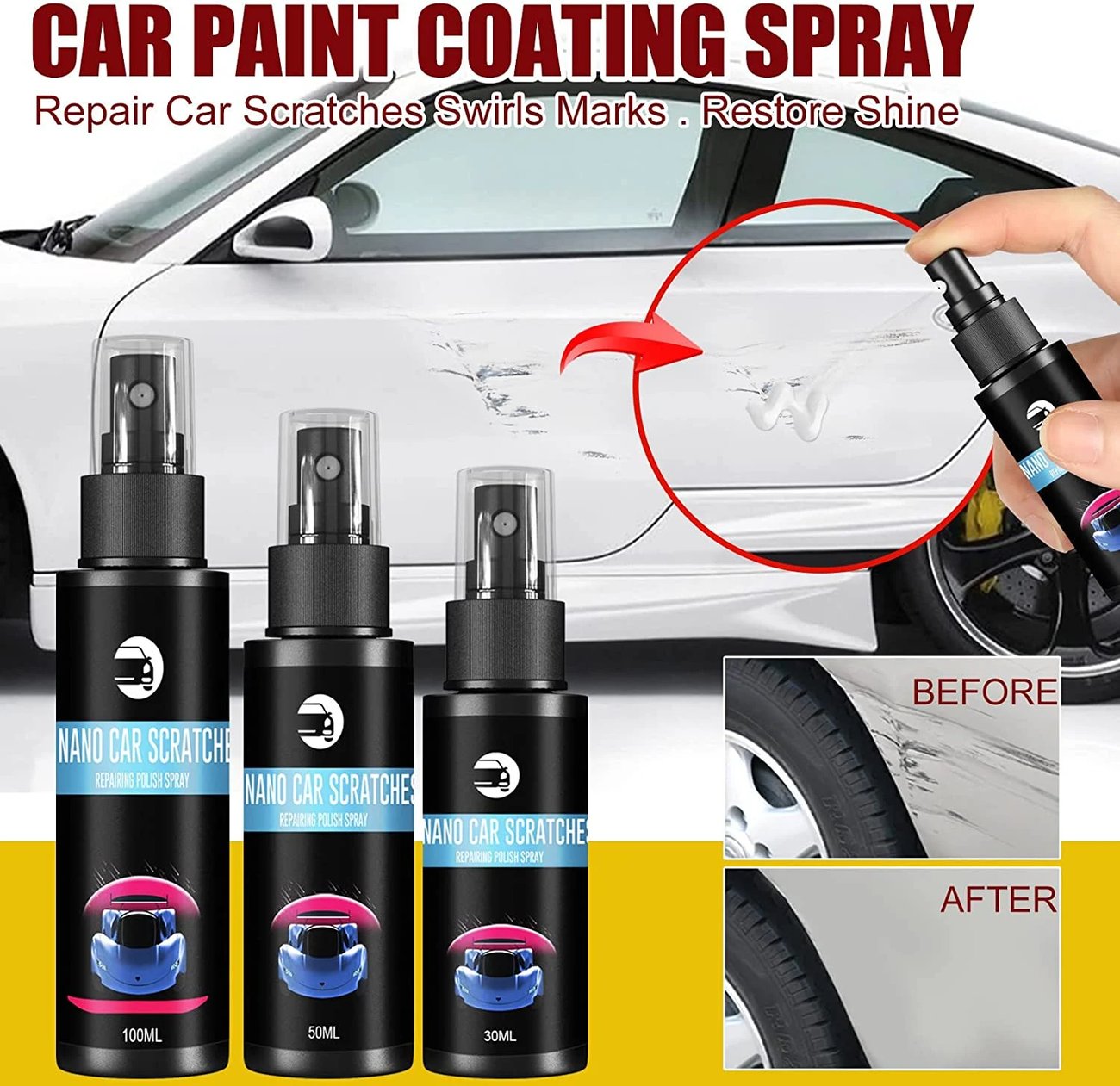 Last Day 50% OFF - Car Scratch Repair Spray (suitable for all colors car paint)