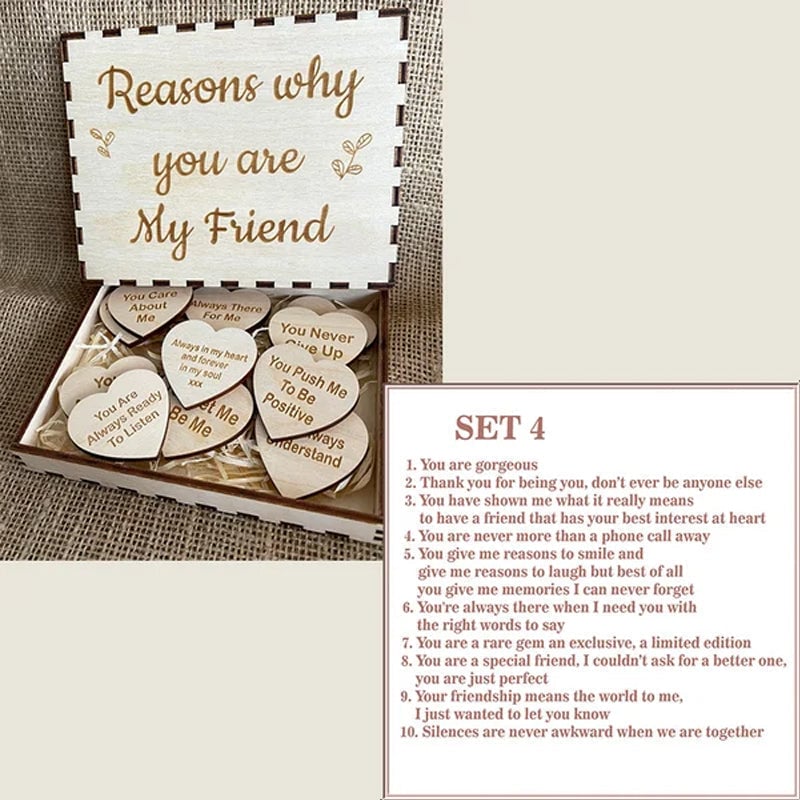 (Last Day 70% OFF) - Why You Are My Friend Wooden Box and Heart Tokens