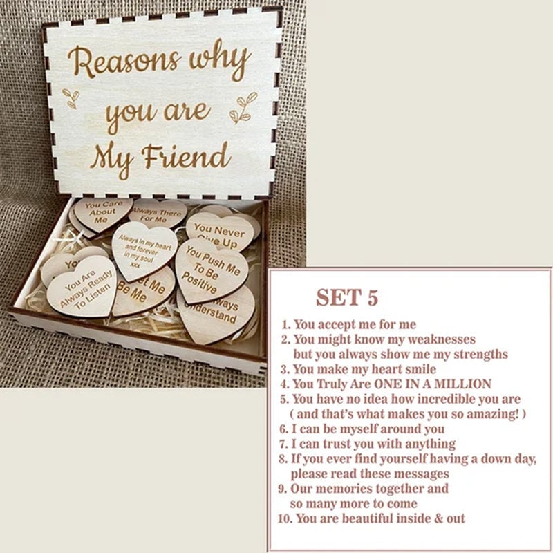 (Last Day 70% OFF) - Why You Are My Friend Wooden Box and Heart Tokens