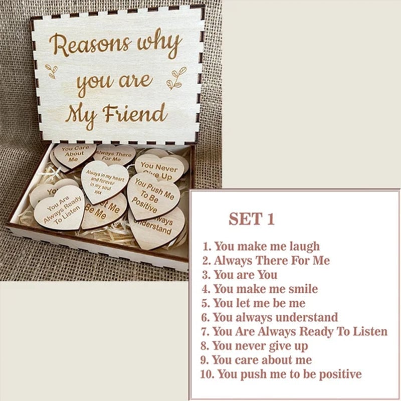 (Last Day 70% OFF) - Why You Are My Friend Wooden Box and Heart Tokens